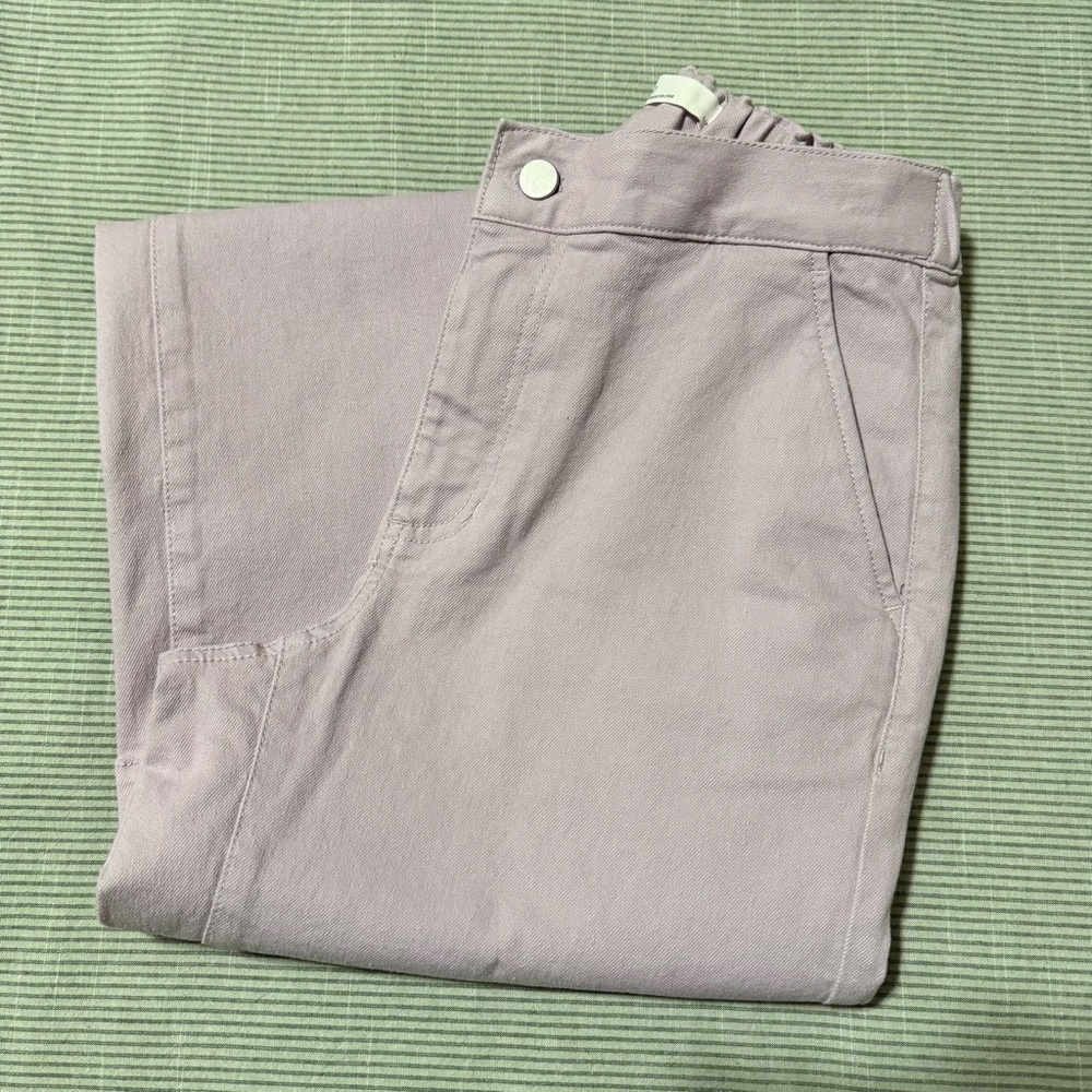 OAK + FORT CROPPED TWILL WIDE LEG PANT